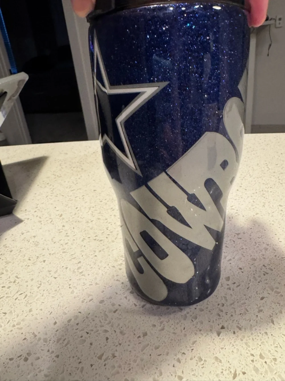 Dallas Cowboys Blue Glitter Large Tumbler  32oz